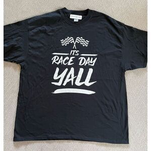 It’s Race Day Y’all Brand New Short Sleeve Black and White Mens Tshirt‎ Size 2XL